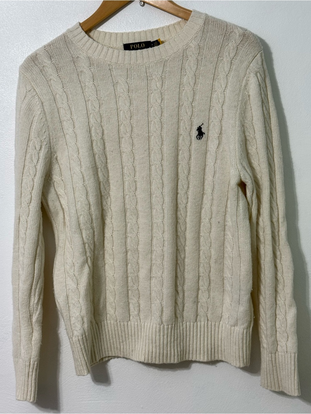 Polo Ralph Lauren Mens Cream Cable Knit Sweater 2013 wool nylon acrylic blend